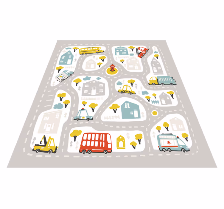 Alfombra vinílica infantil carretera ciudad - TenVinilo