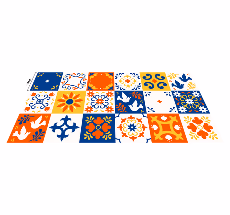 Alfombra pvc cocina patrón de mosaico colorido - TenVinilo