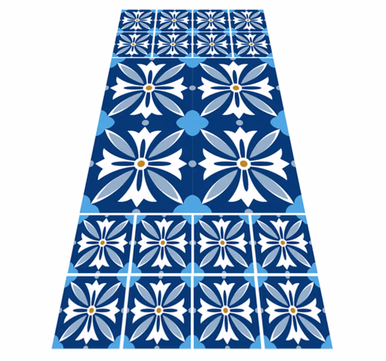 Alfombra hidráulica patrón floral de cerámica - TenVinilo