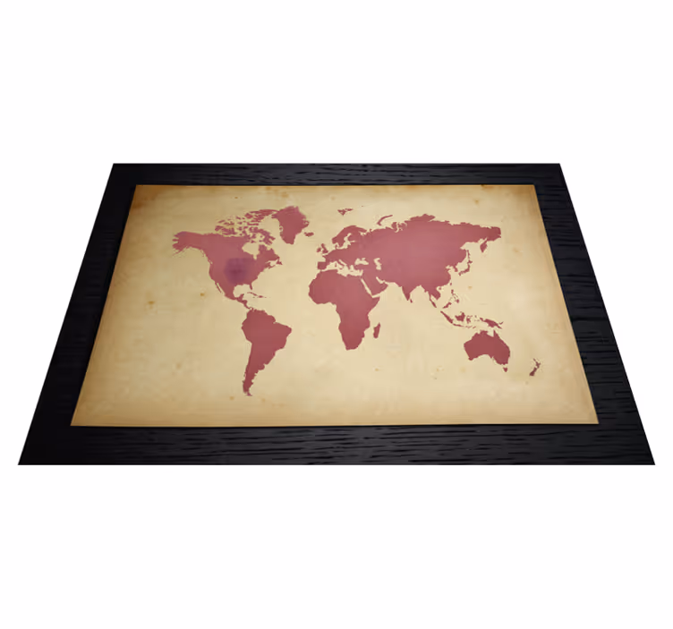 Alfombra vinilo salón mapamundi madera vintage - TenVinilo