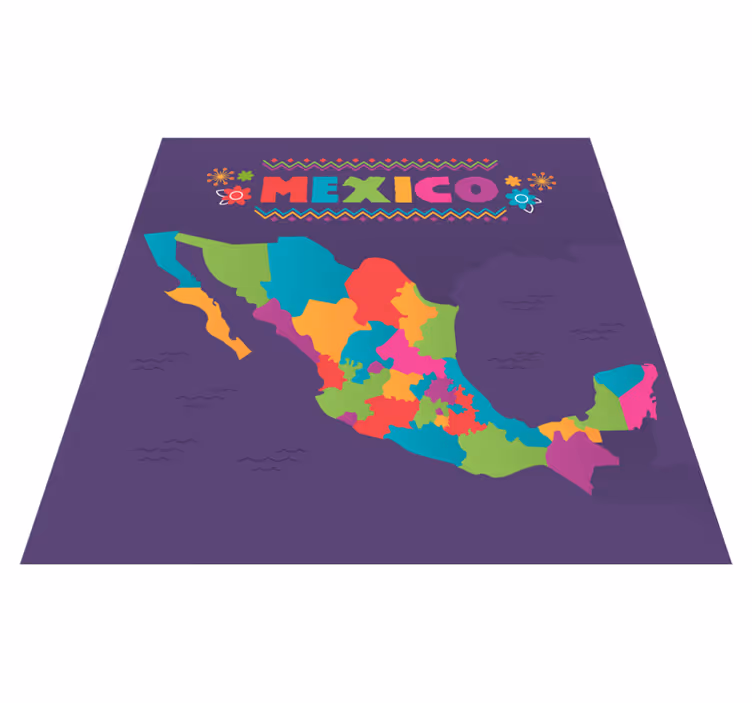 Alfombra vinílica mapamundi colorido mapa de méxico - TenVinilo