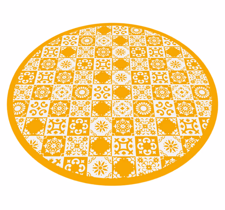 Alfombra hidráulica mosaico circular adornado - TenVinilo