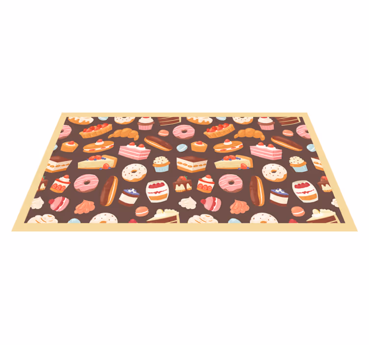 Alfombra vinílica infantil patrón de dulces - TenVinilo