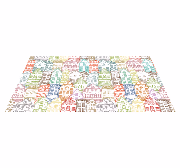 Alfombra vinílica cocina casas dibujadas - TenVinilo