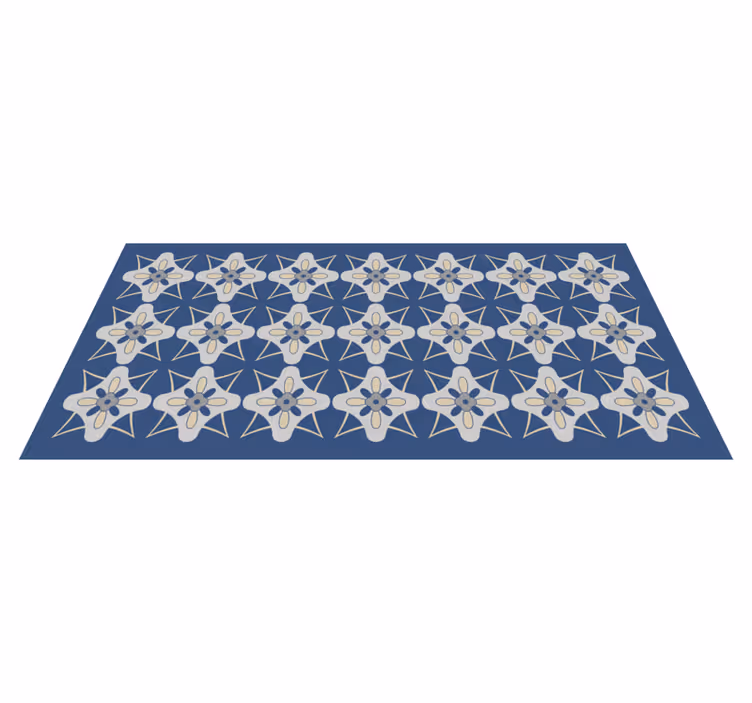 Alfombra hidráulica composición de azulejos florales - TenVinilo