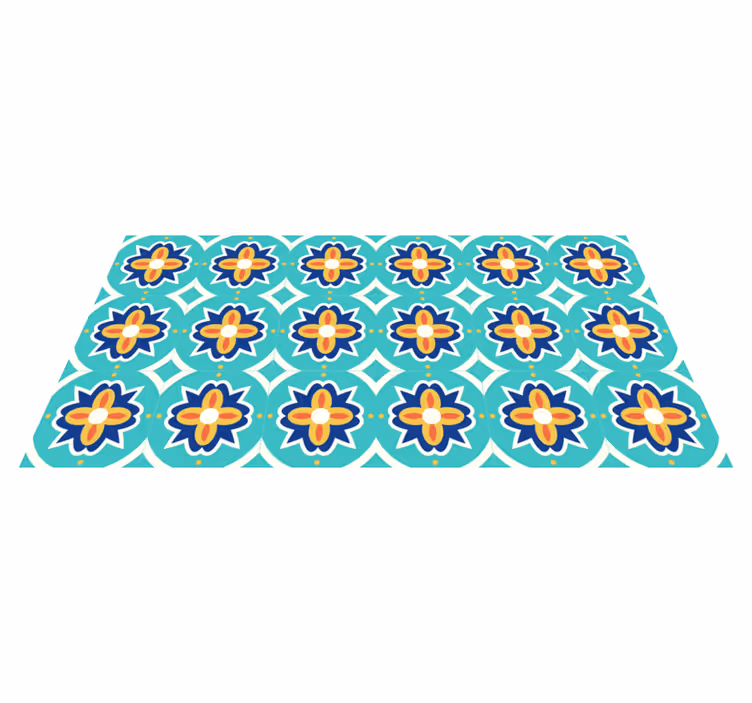 Alfombra hidráulica patrón de mosaico floral - TenVinilo