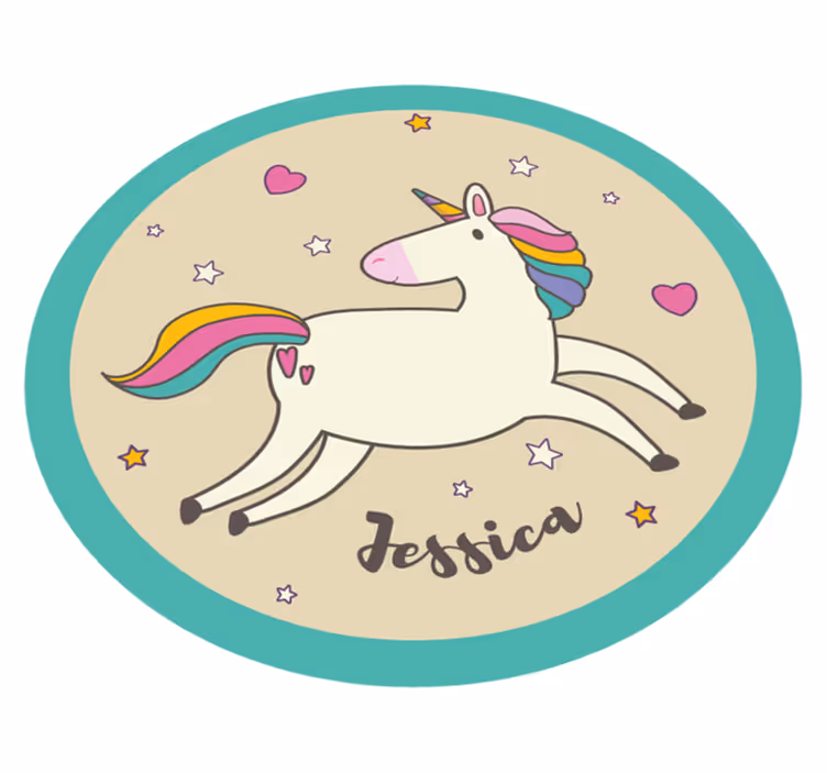 Alfombra pvc infantil unicornio con nombre - TenVinilo