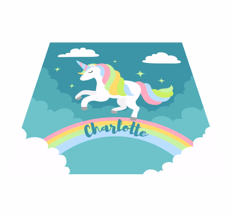 Alfombra vinílica bebé unicornio arcoiris personalizado - TenVinilo