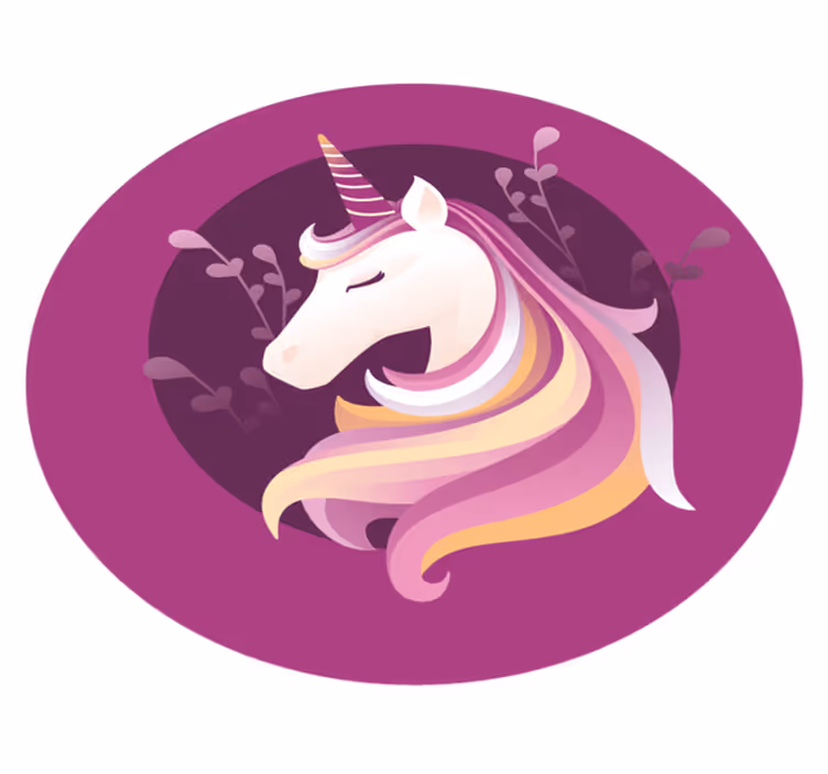 Alfombra vinílica infantil motivo circular de unicornio - TenVinilo
