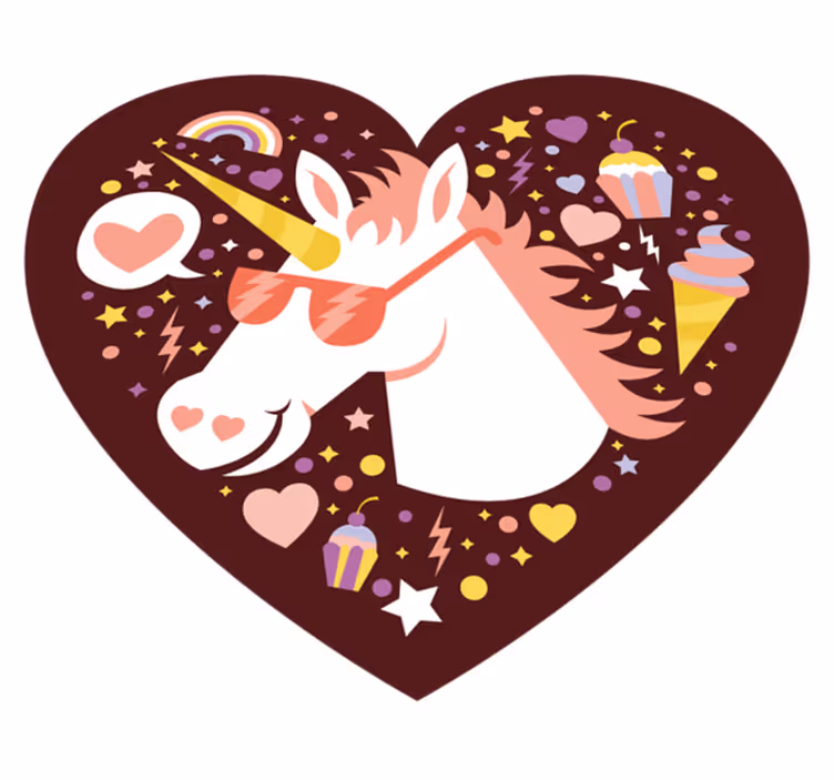 Alfombra vinílica infantil corazón de unicornio - TenVinilo