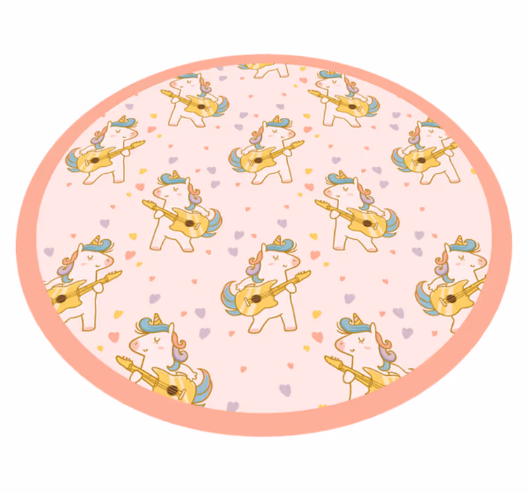 Alfombra vinílica infantil círculo de baile de unicornio - TenVinilo