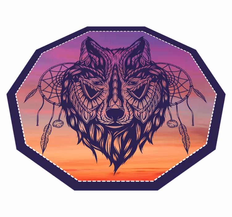 Alfombra vinílica animales ilustración de lobo octogonal - TenVinilo