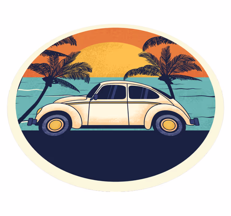 Alfombra vinílica vintage paisaje de coches retro - TenVinilo