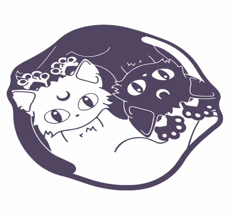 Alfombra vinílica infantil dúo de gatos juguetones - TenVinilo