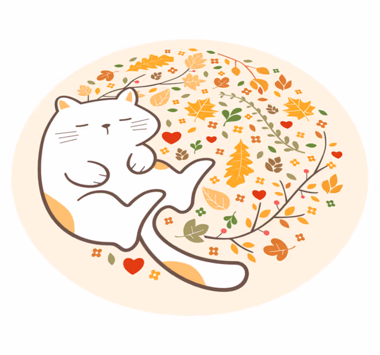 Alfombra vinílica infantil ilustración de gato de otoño - TenVinilo