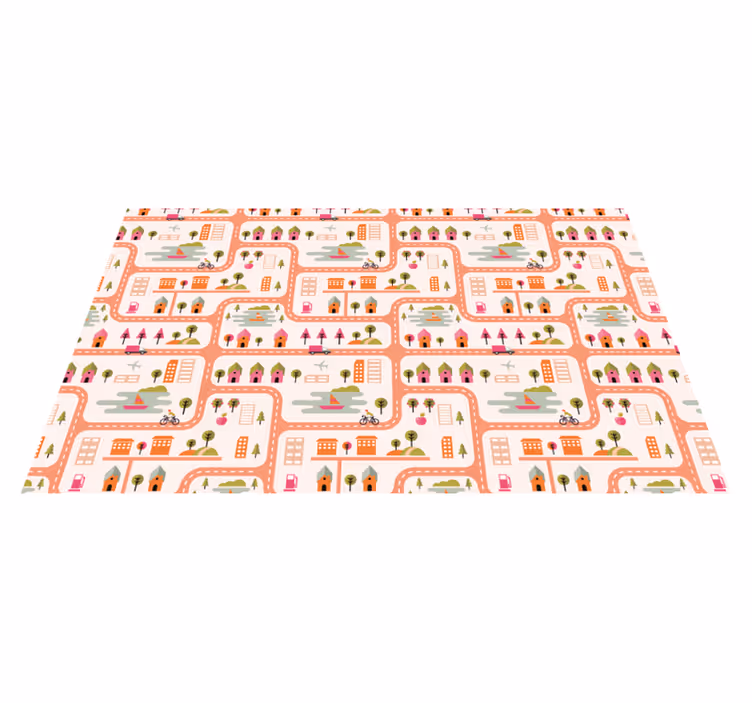 Alfombra  carretera mapa juguetón de la ciudad - TenVinilo