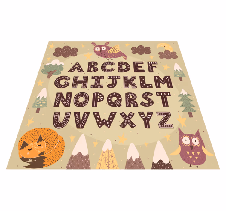 Alfombra pvc infantil con alfabeto y zorros - TenVinilo