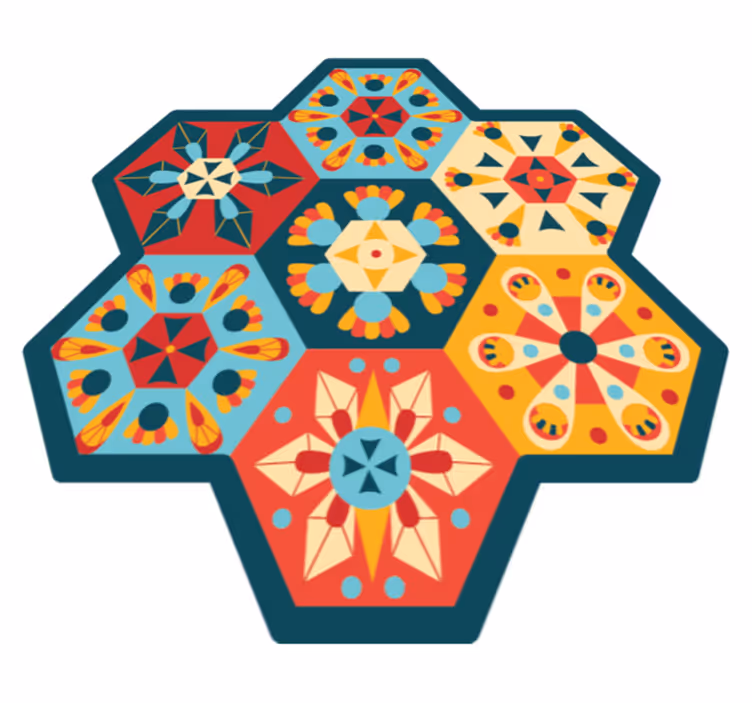 Alfombra vinílica geométrica simetría hexagonal - TenVinilo