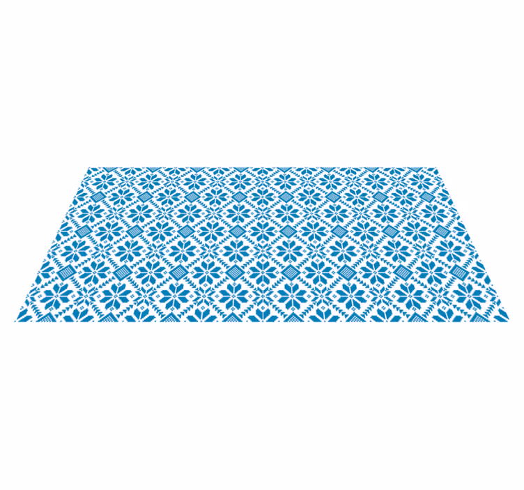 Alfombra hidráulica vinílica motivo de azulejo azul - TenVinilo