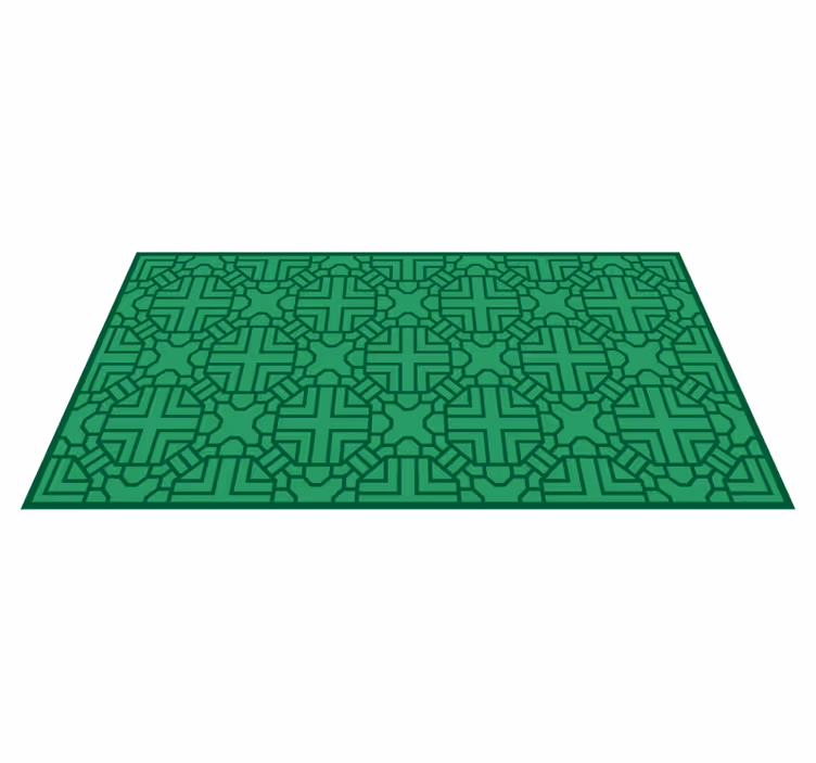 Alfombra vinílica verde patrón geométrico - TenVinilo