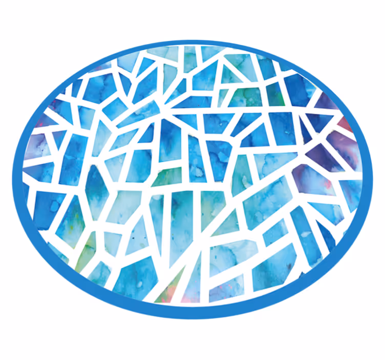 Alfombra vinilo azul mosaico de acuarela - TenVinilo