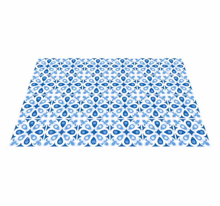 Alfombra hidráulica azulejo estampado azul - TenVinilo