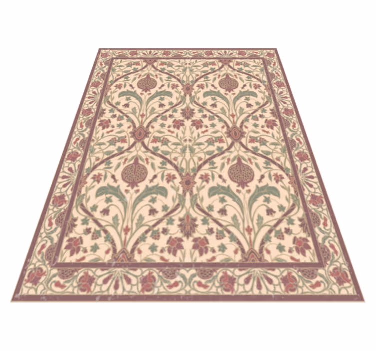 Alfombra vinílica vintage motivo floral adornado - TenVinilo