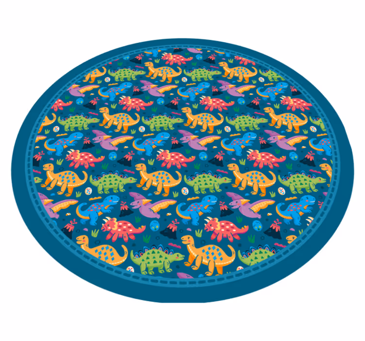 Alfombra vinílica infantil patrón circular de dinosaurio - TenVinilo