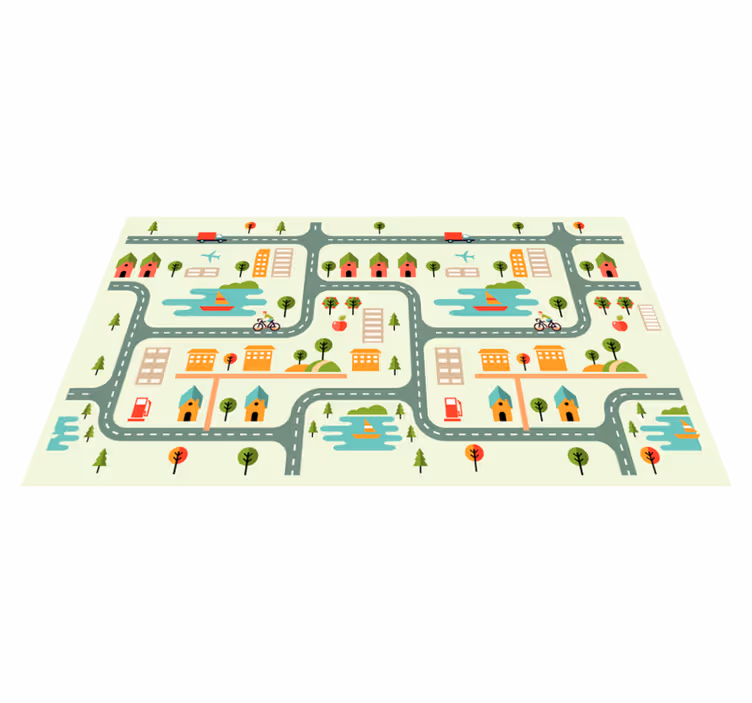Alfombra vinílica infantil carretera beige - TenVinilo