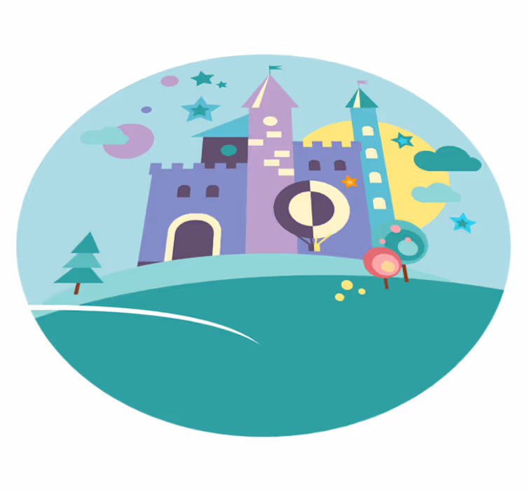Alfombra vinílica infantil juego de castillo de fantasía - TenVinilo