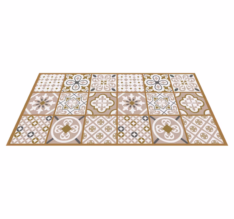 Alfombra vinílica cocina azulejos marrones pastel - TenVinilo