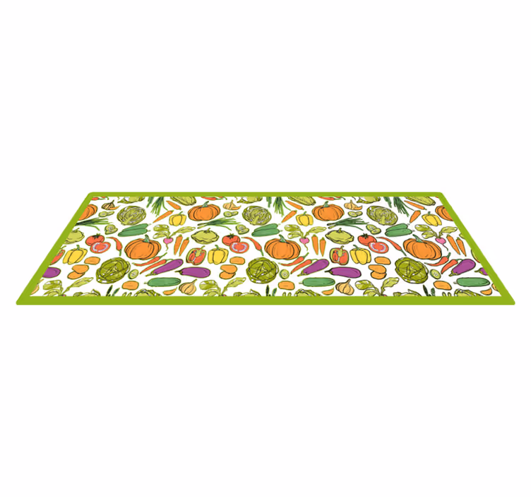 Alfombra vinílica flores cosecha de verduras - TenVinilo