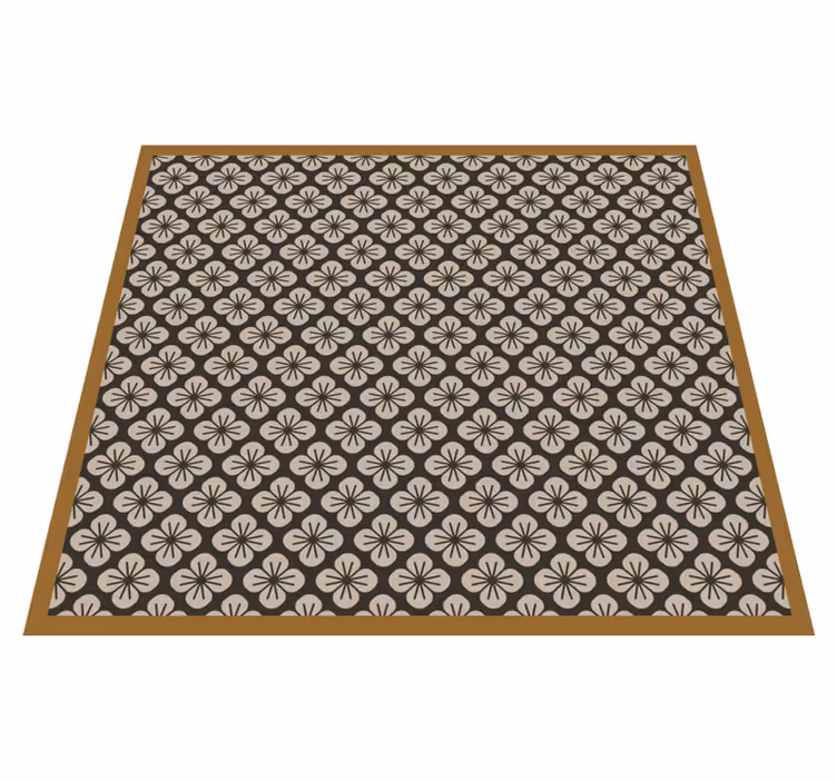 Alfombra vinílica cocina patrón flores marrón - TenVinilo