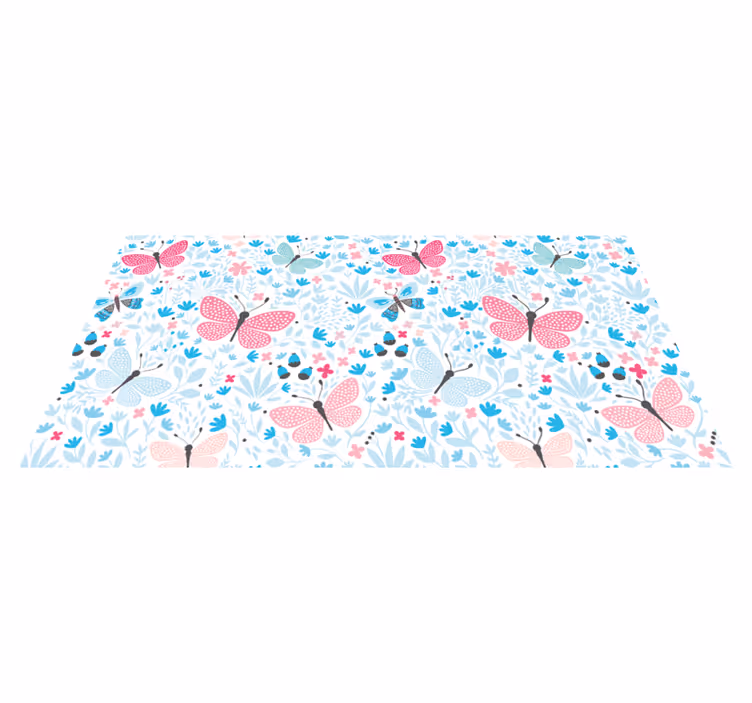 Alfombra pvc infantil de animales motivos azules color rosa - TenVinilo