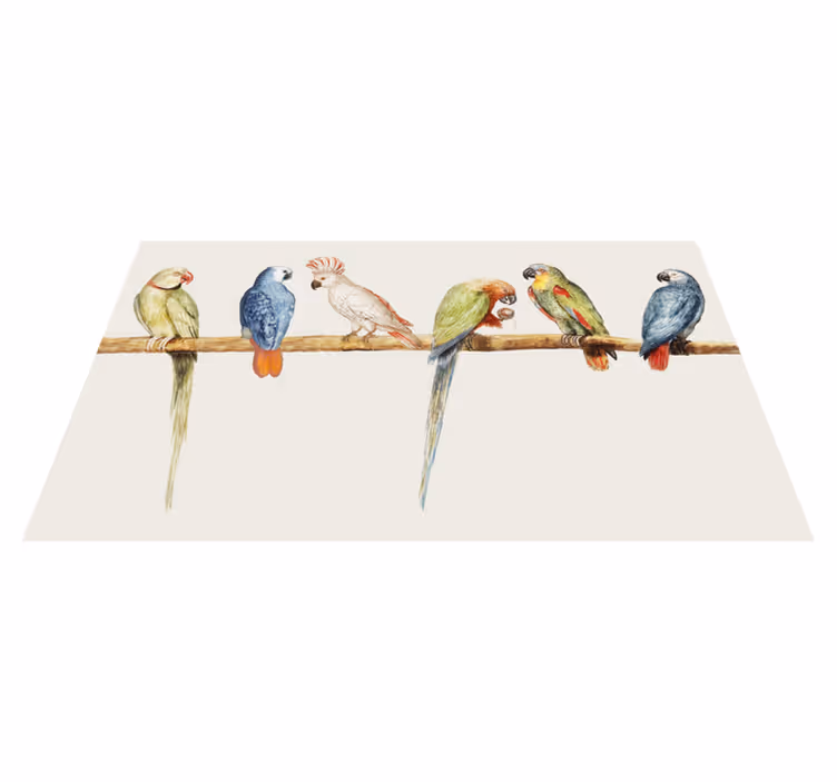 Alfombra vinílica animales ilustración de perca de loro - TenVinilo