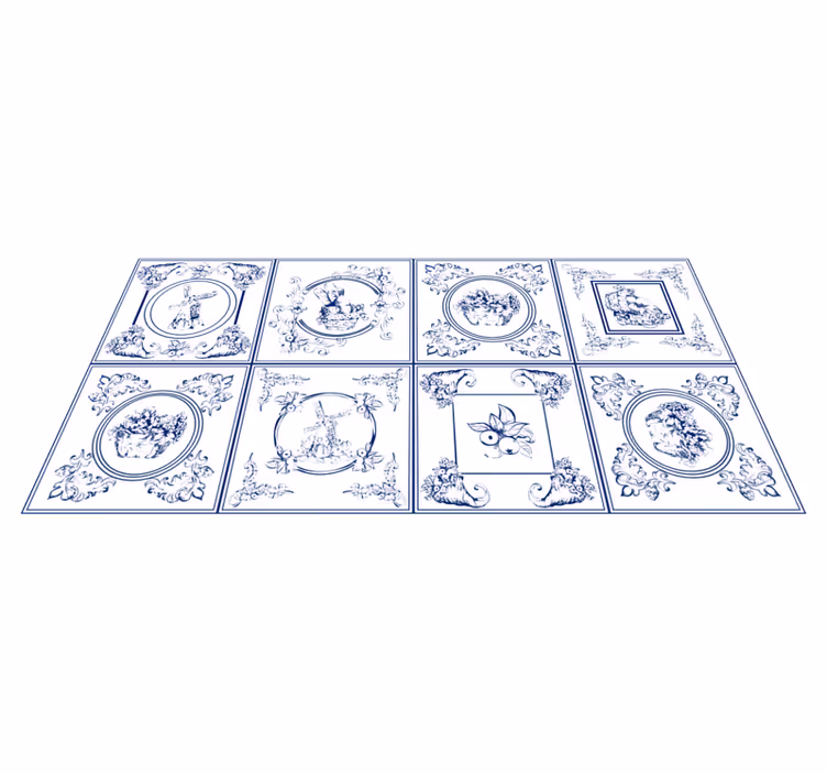 Alfombra hidráulica elegancia de porcelana - TenVinilo