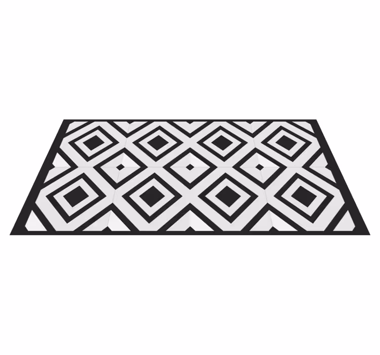 Alfombra vinilo cocina diamantes blancos y negros - TenVinilo