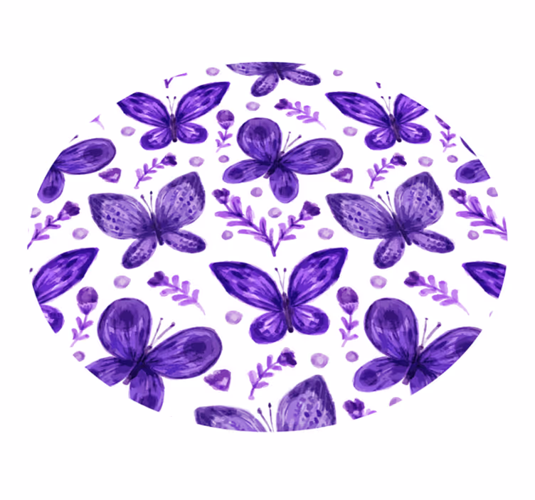 Alfombra vinílica flores patrón de círculo de mariposa - TenVinilo