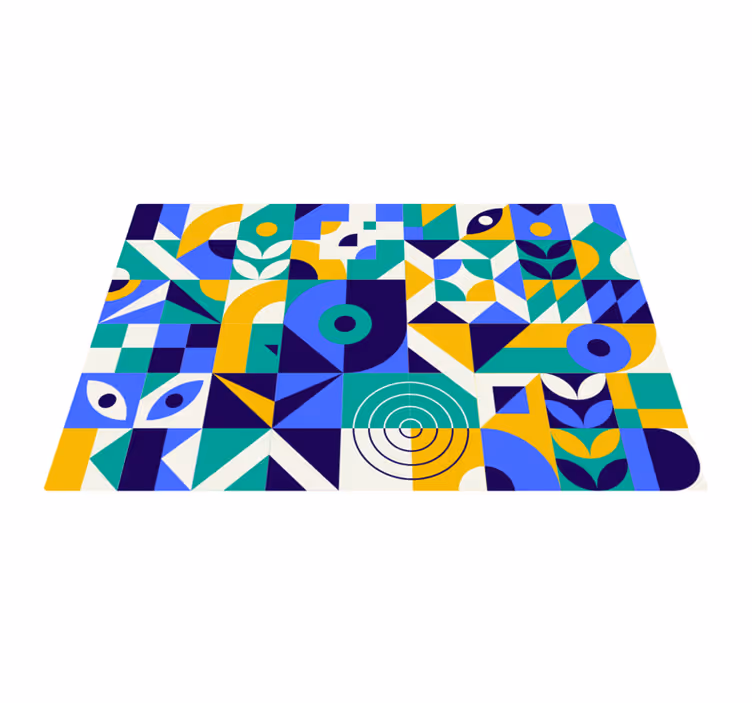 Alfombra vinílica geométrica con patrones geométricos vivos - TenVinilo