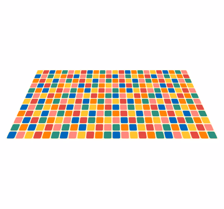 Alfombra vinilo cocina cuadrados multicolor - TenVinilo
