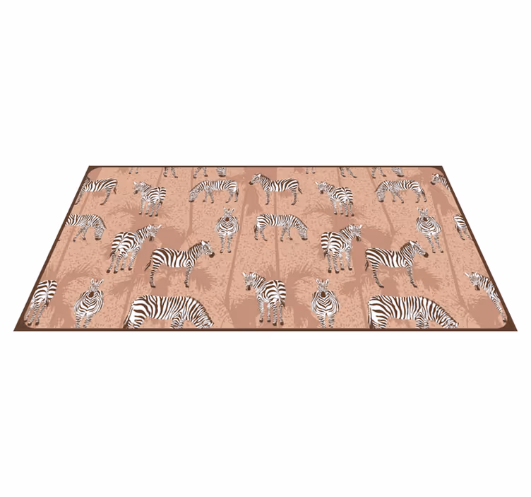 Alfombra vinílica animal print patrón de manada de cebras - TenVinilo