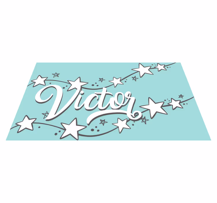 Alfombra vinilo azul estrellas con nombre  - TenVinilo