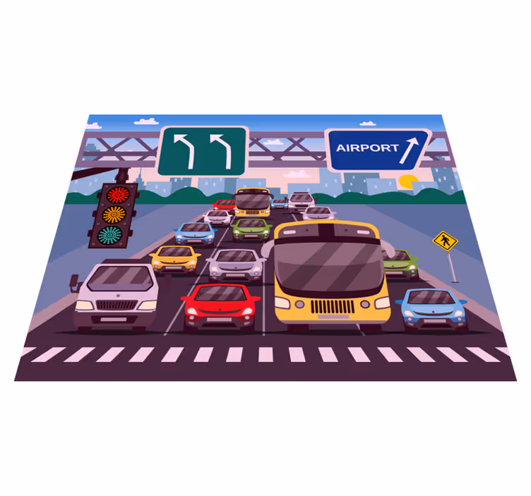 Alfombra carretera diseño de tráfico - TenVinilo