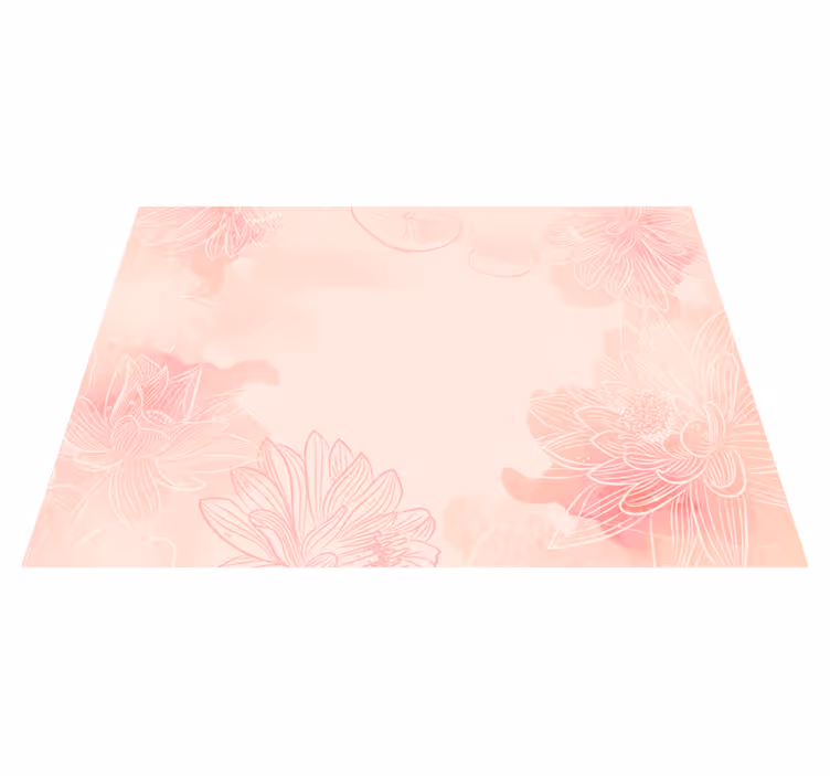 Alfombra vinílica rosa con flores de loto - TenVinilo