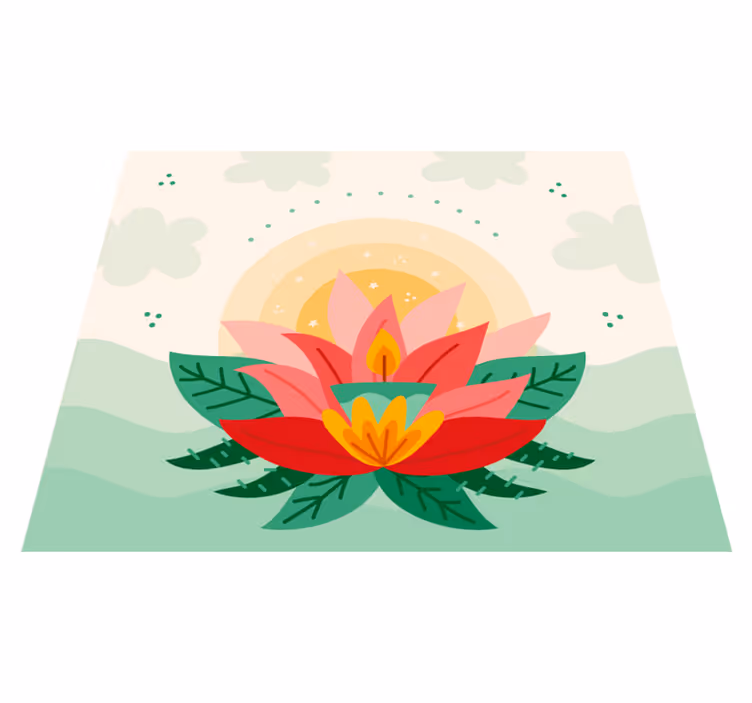 Alfombra vinílica flores ilustración de flor de loto - TenVinilo
