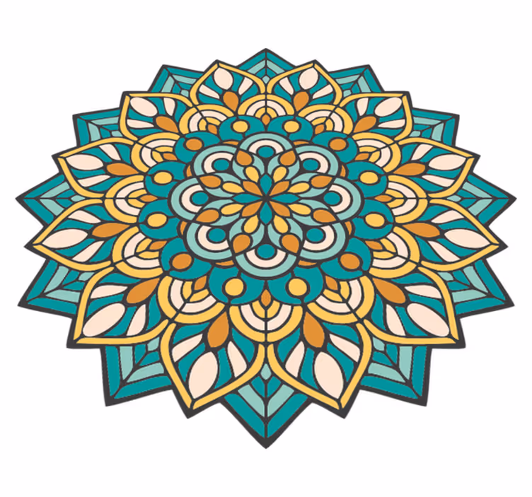 Alfombra vinílica mandala motivo complejo y colorido - TenVinilo