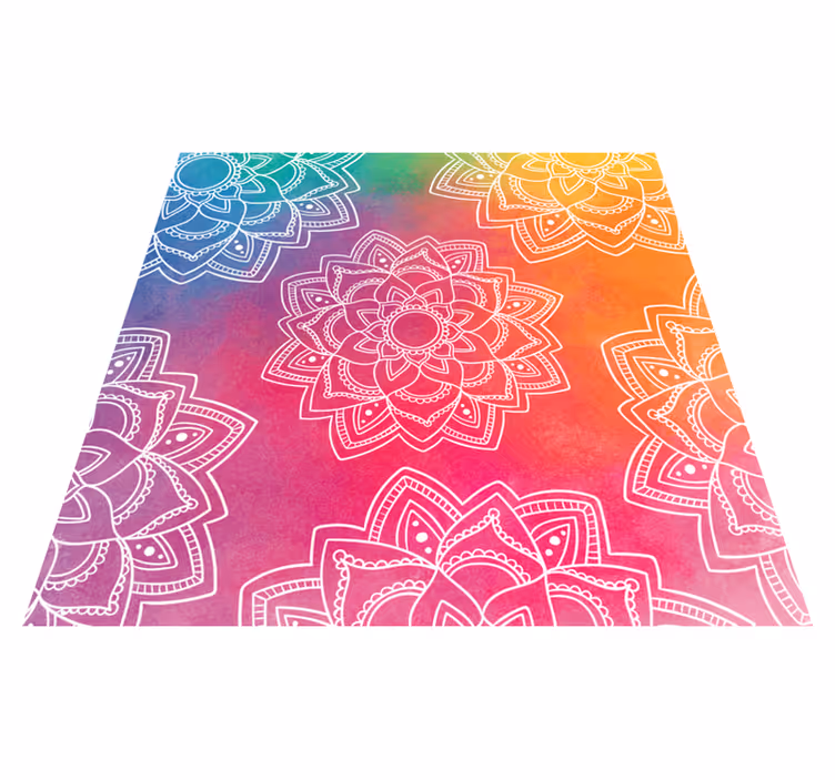 Alfombra vinílica mandala patrón rojo colorido - TenVinilo
