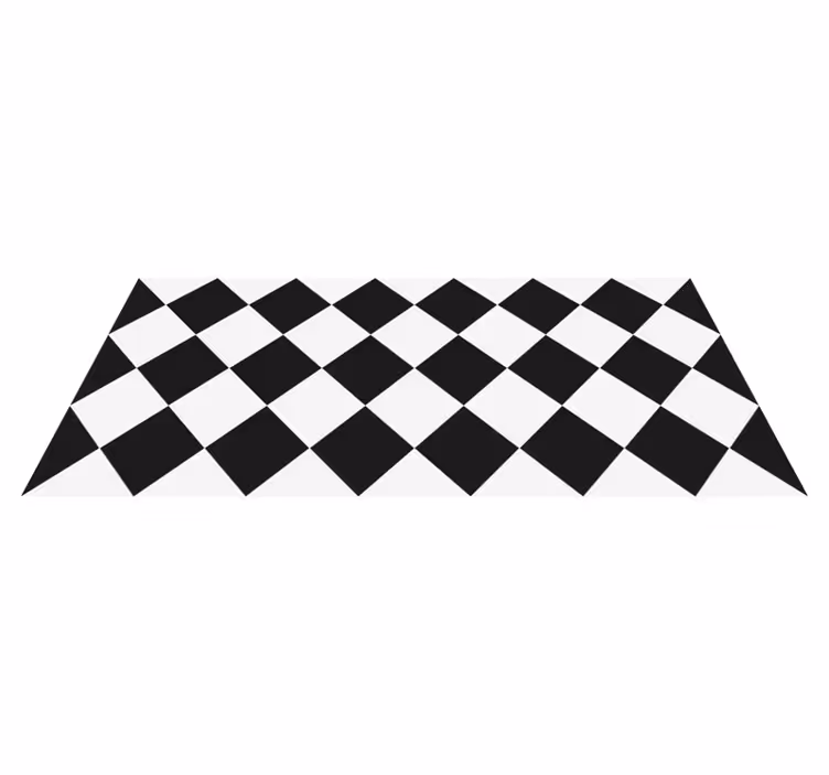 Alfombra vinilo baño azulejos hidráulicos blanco y negro - TenVinilo