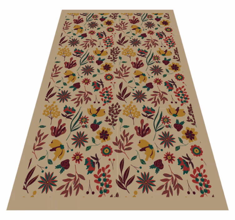 Alfombra vinílica flores motivos botánicos otoñales - TenVinilo