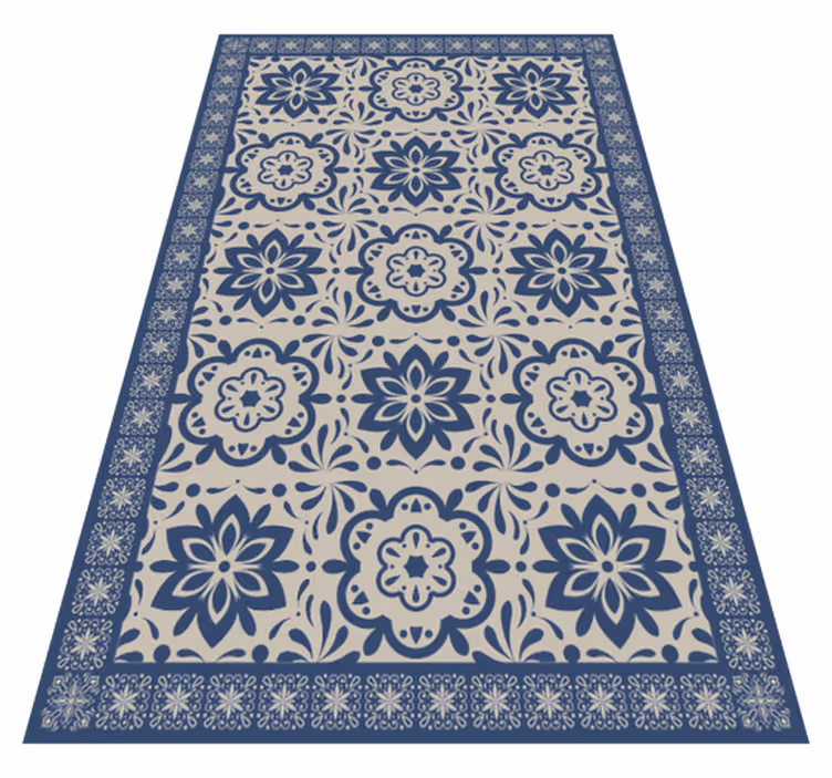 Alfombra pvc cocina patrón con motivos florales - TenVinilo